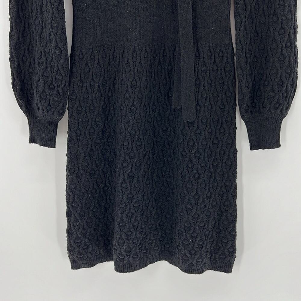 Margaret O'Leary Wool Puff Sleeve Sweater Dress - Black - Large - Picture 2 of 9